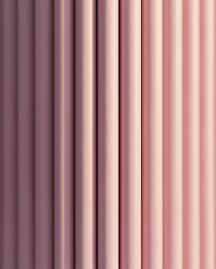 Detail van het roze geribbelde front